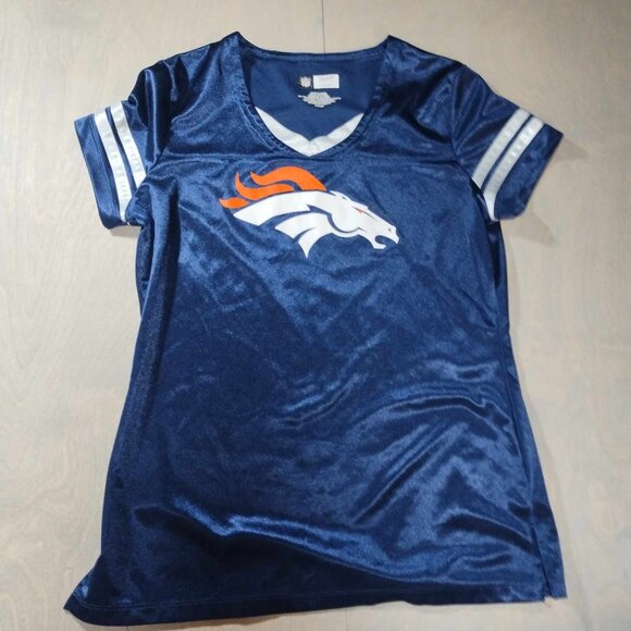 Broncos Jersey Navy Blue Vintage Early 2000’s Y2K NFL Football Stripped Fitted S - Picture 7 of 9